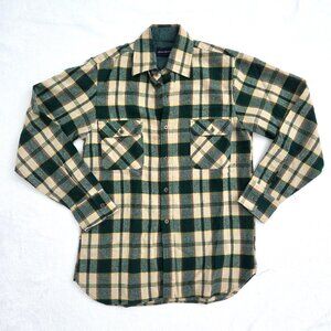 Vtg 90s Green Plaid Flannel Shirt Men's Small Arrow Sportswear Cabincore Grunge